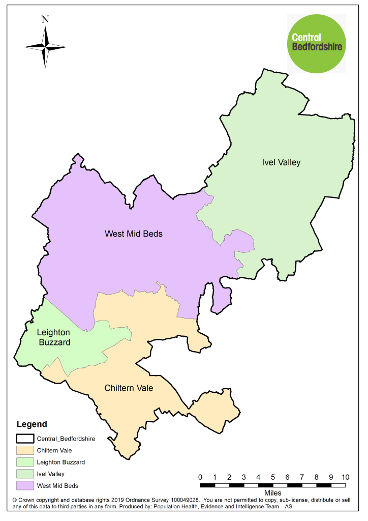 This map shows the neighbourhood (fuller) for Central Bedfordshire