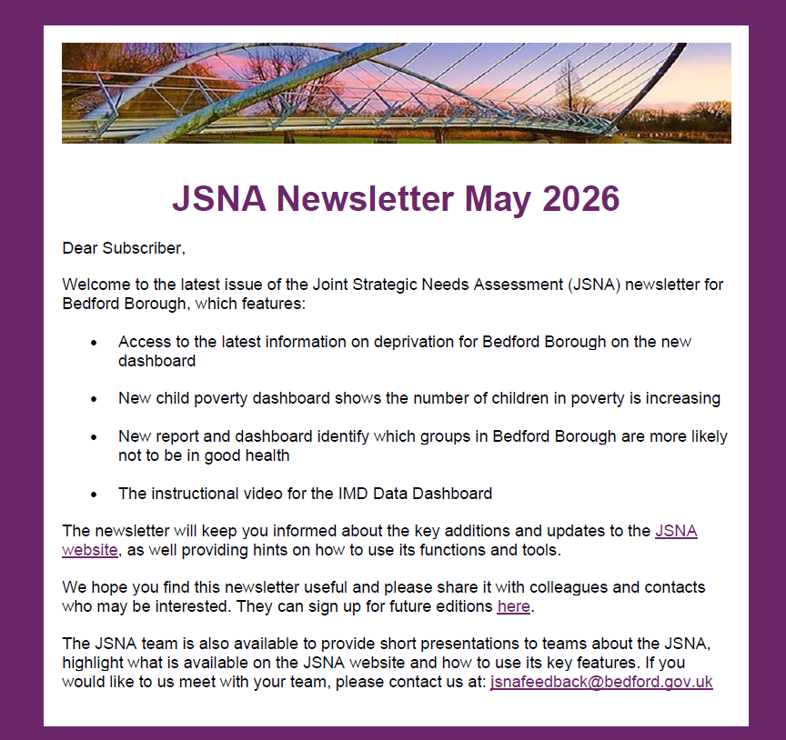 An example of the May 2026 JSNA Newsletter