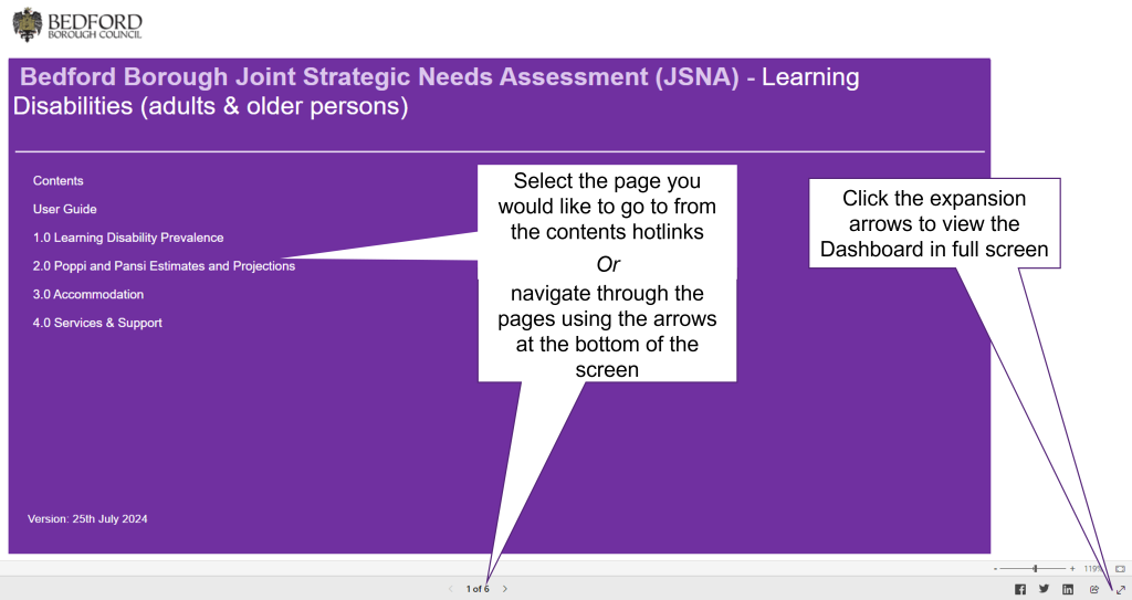 An image showing an example of the learning disabilities dashboard.