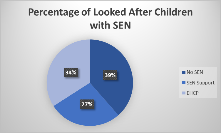 This pie chart shows the percenatge of looked after children with special educational needs