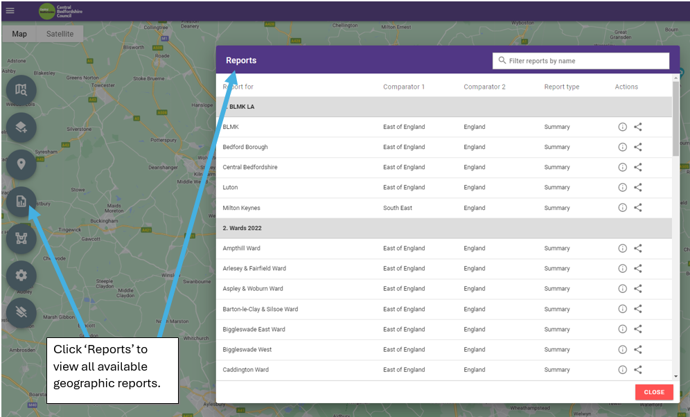 An image showing an example of the local insight tool.