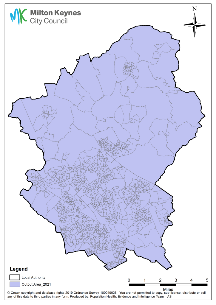 A map of the output area in Milton Keynes City