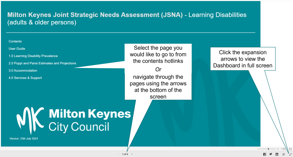 An image showing an example of the learning disabilities dashboard.