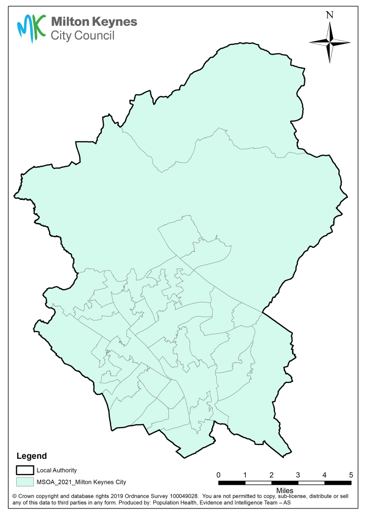 A map of the medium super output area in Milton Keynes City