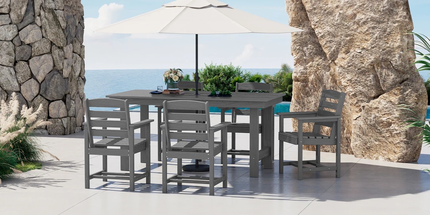 Gray patio dining table shop