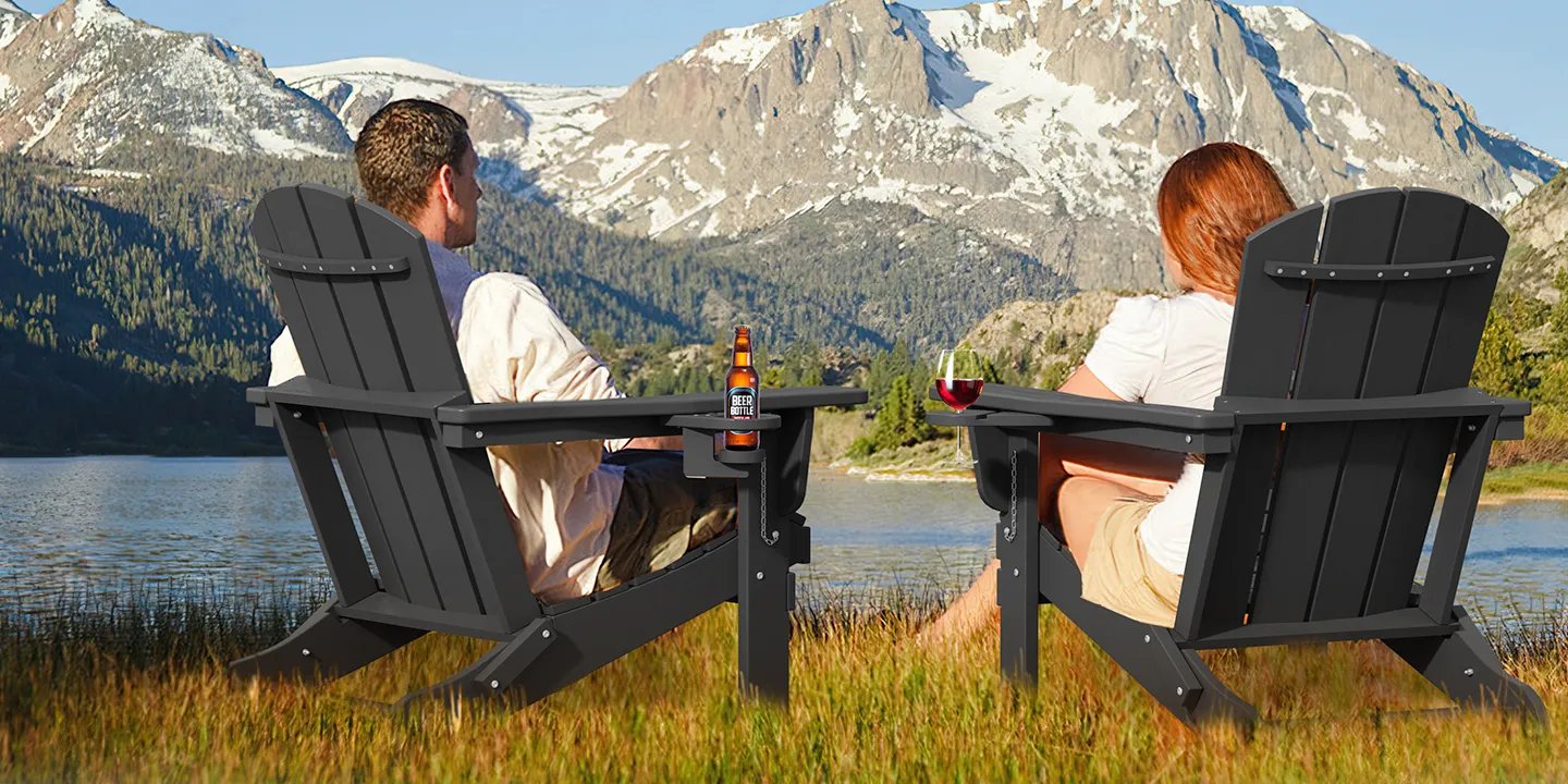 Plastic Adirondack Chair with Cup Holder Serwall