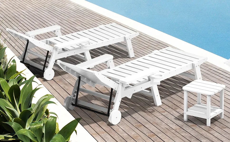 Waterproof Outdoor Chaise Lounge with Arms Serwall