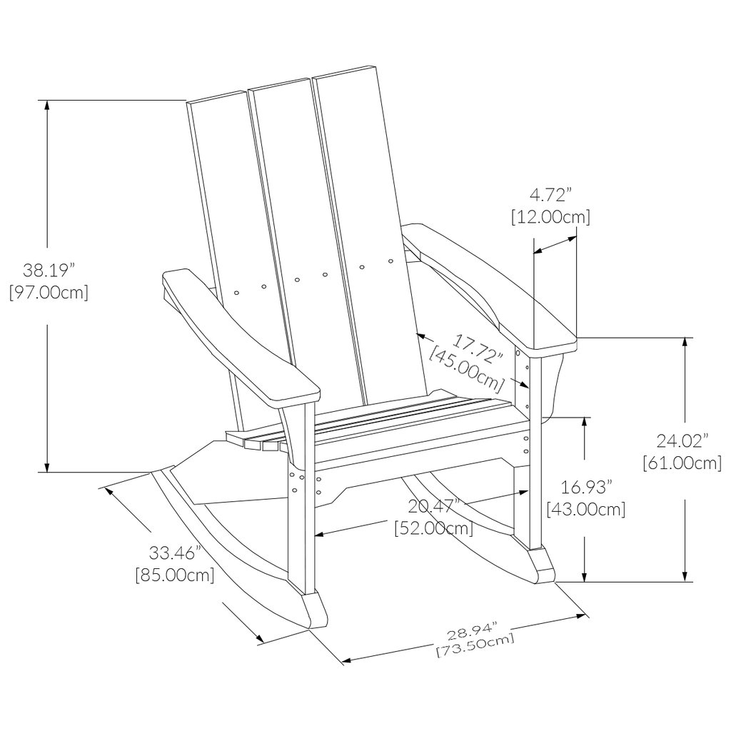 Outdoor Modern Adirondack Rocking Chair Serwall