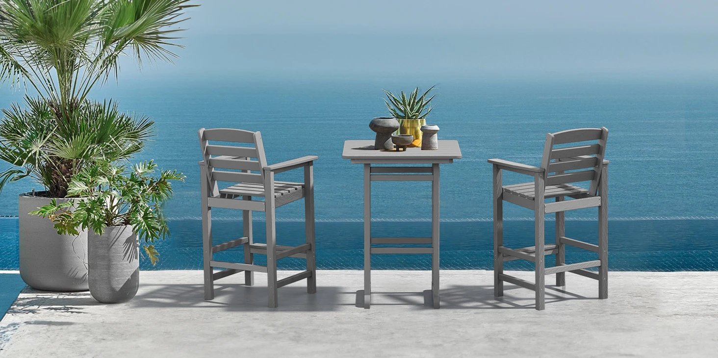 Plastic Tall Adirondack Chairs Set with Table Serwall