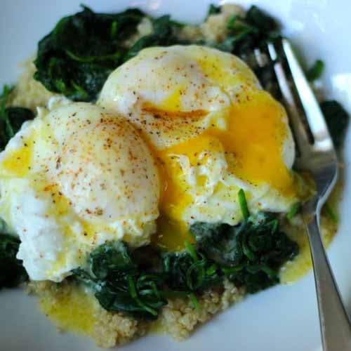 Spinach Benedict over Quinoa