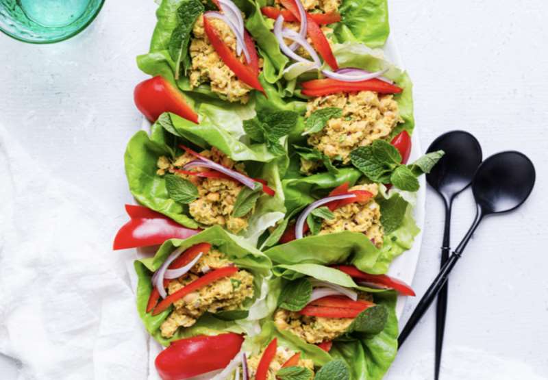 Curry Chickpea Lettuce Wraps