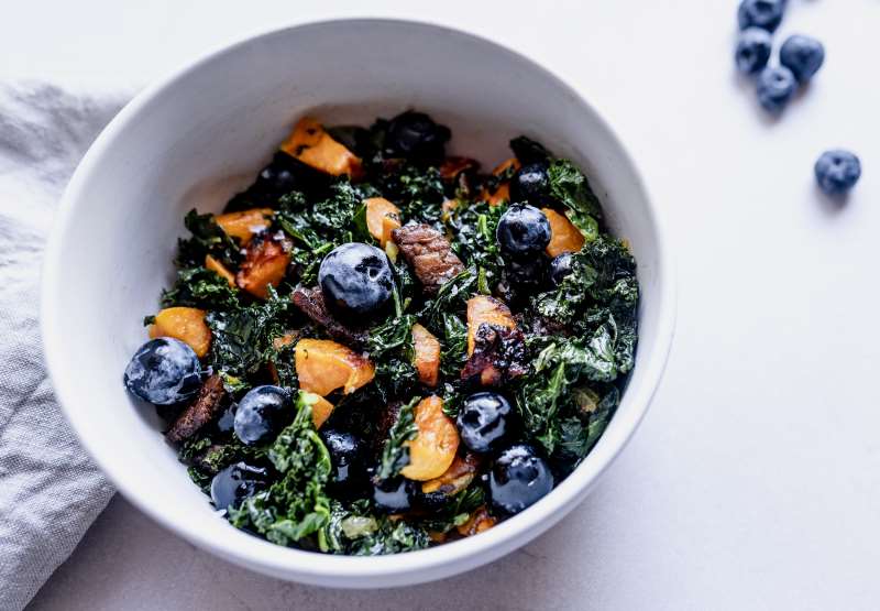 Sweet Potato Blueberry Bacon Skillet