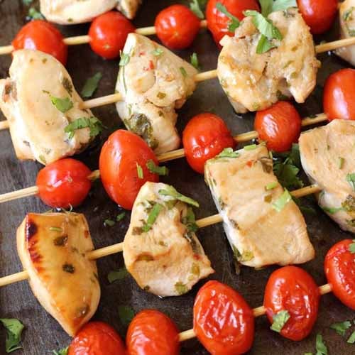 Honey Lime Chicken and Tomato Skewers