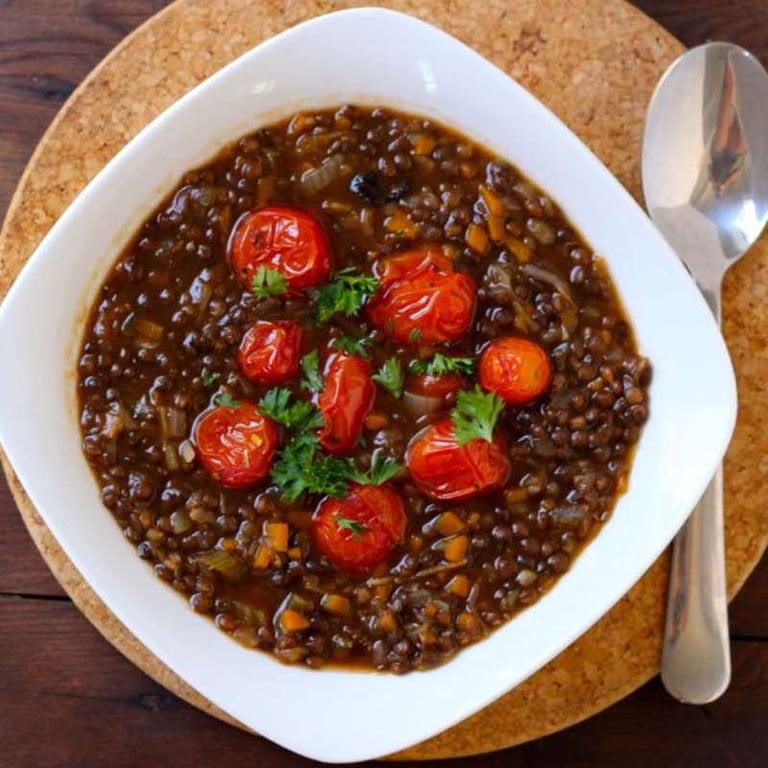 Black Lentil and Roasted Tomato Soup