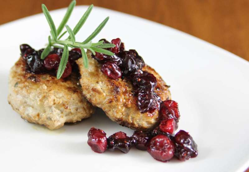 Bacon Apple Chicken Burgers with Maple Cranberry Sauce