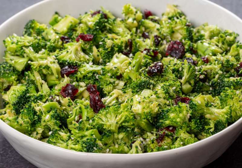 Chopped Broccoli Salad with Sesame and Cranberries