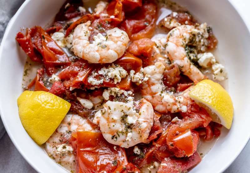 Roasted Tomatoes and Shrimp
