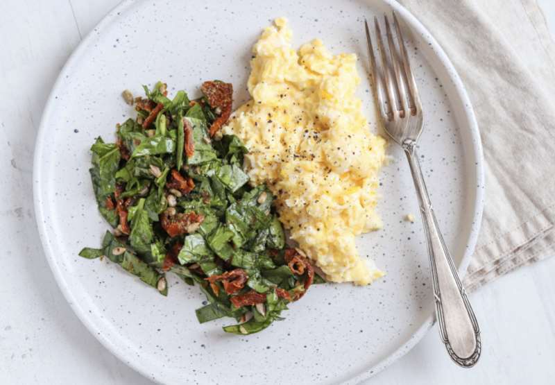 Tofu Scramble with Spinach Pesto Salad
