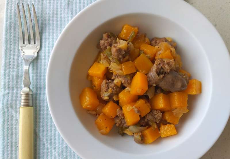 Spicy Sausage and Butternut Squash Breakfast Skillet