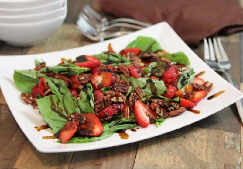 Strawberry Basil Salad with Toasted Pecans