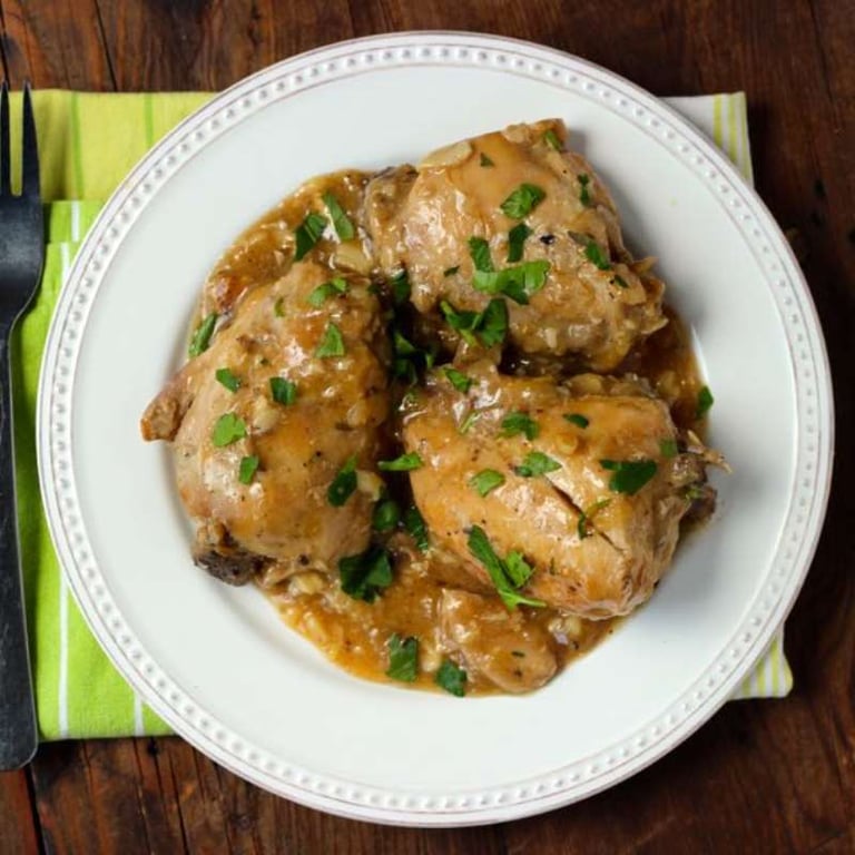 Slow Cooked Garlic Chicken and Sautéed Kale