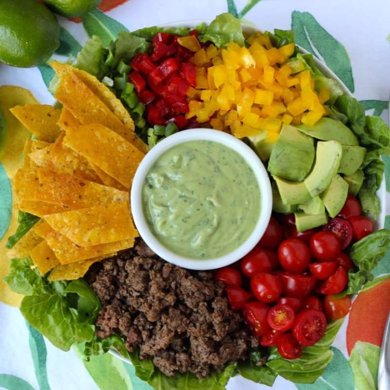 Taco Salad with Creamy Avocado Dressing