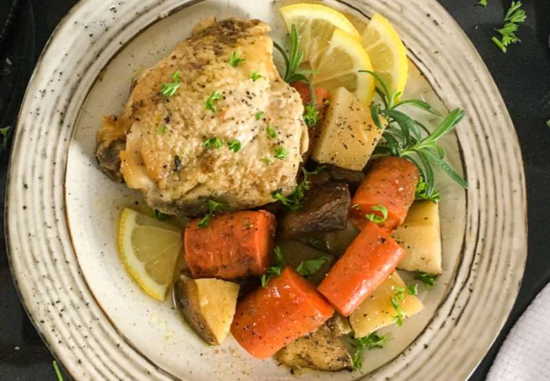 Slow Cooker Rosemary Lemon Chicken Thighs