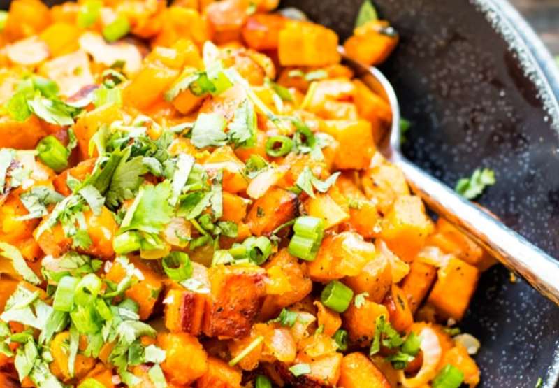 Easy Skillet Sweet Potatoes with Cilantro