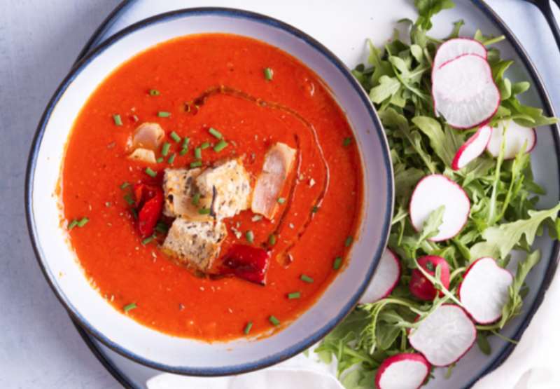 Roasted Red Pepper Tomato Lentil Soup