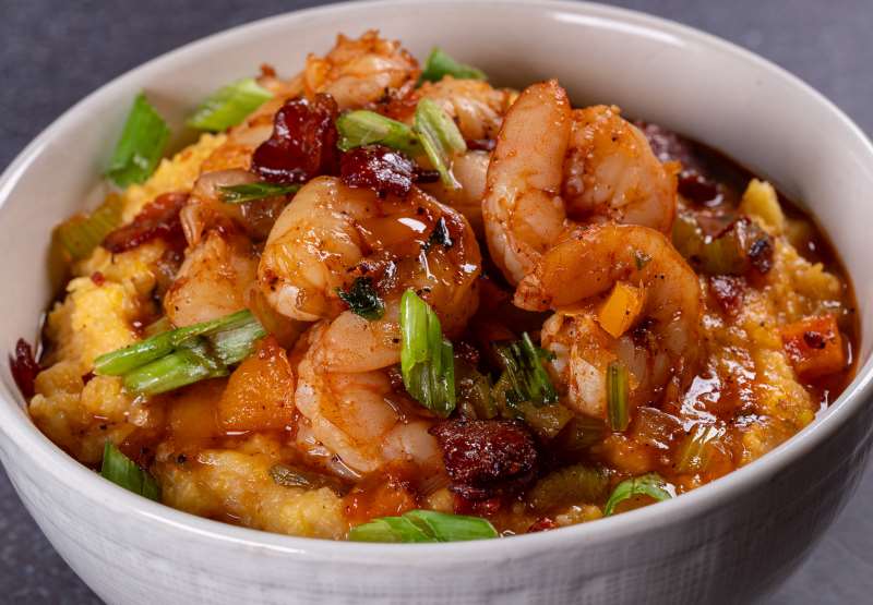 Hot Honey Shrimp and Grits