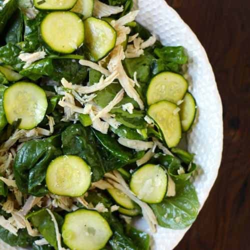 Zucchini Spinach Salad with Chicken