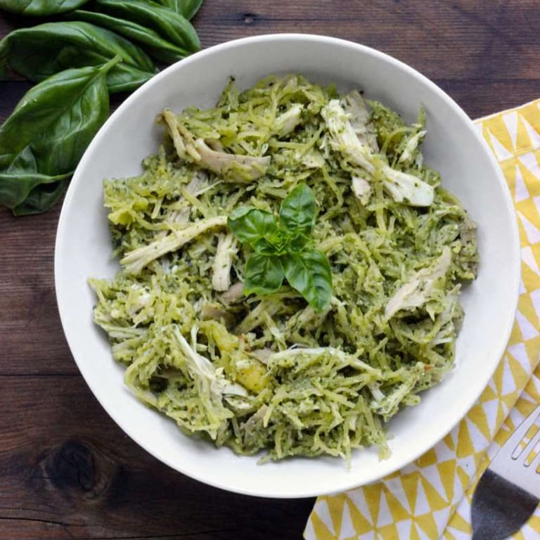 Spaghetti Squash with Chicken and Summer Pesto