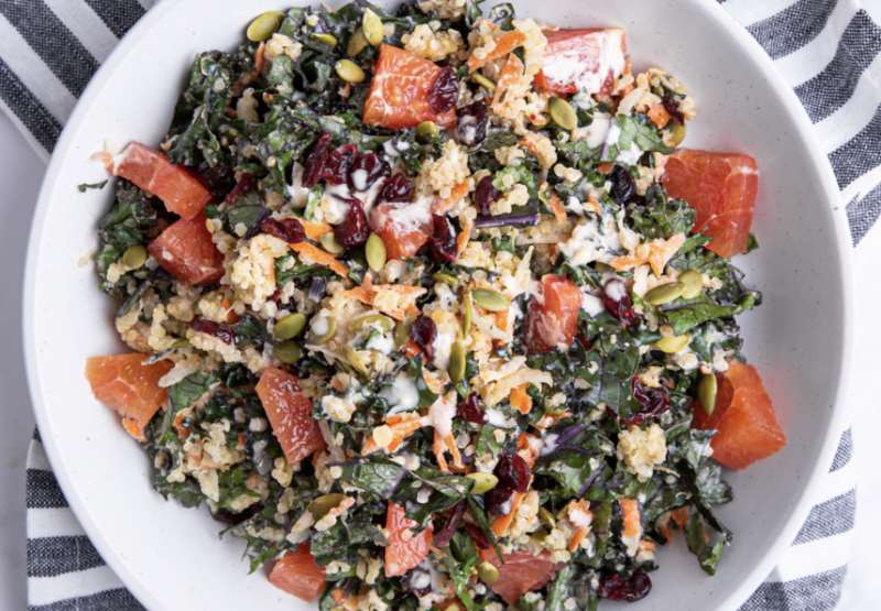 Warm Kale Salad with Creamy Tahini Dressing