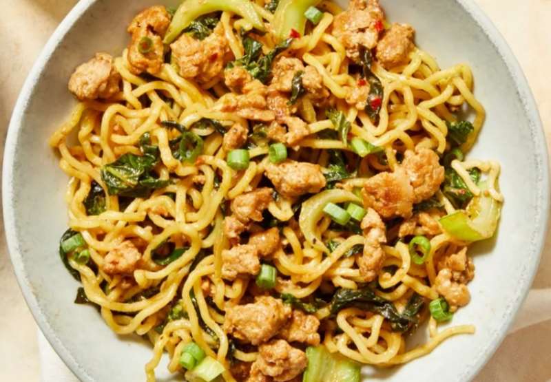 Szechuan-Style Pork & Noodles with Baby Bok Choy