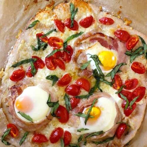 Breakfast Pizza - Pancetta, Tomato and Basil
