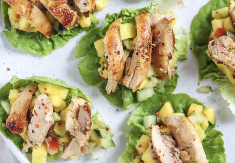 Chicken and Mango Salsa Lettuce Wraps