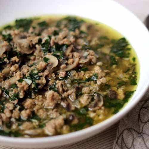 Sausage, Kale and Mushroom Soup