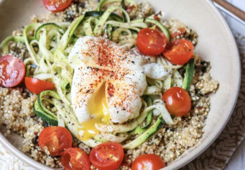 Zoodles with Quinoa and Poached Egg