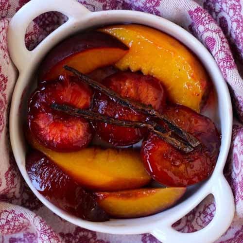 Baked Peaches and Plums with Vanilla