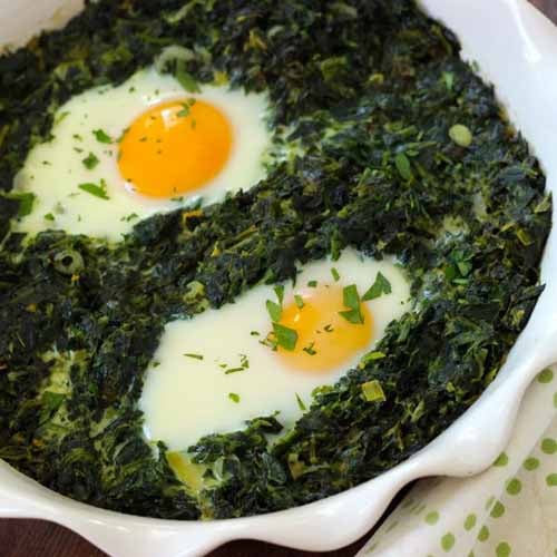 Creamed Spinach and Baked Eggs