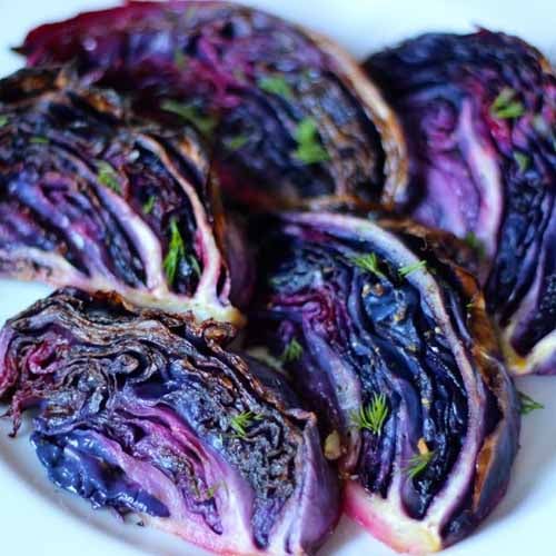 Roasted Red Cabbage with Lemon and Garlic