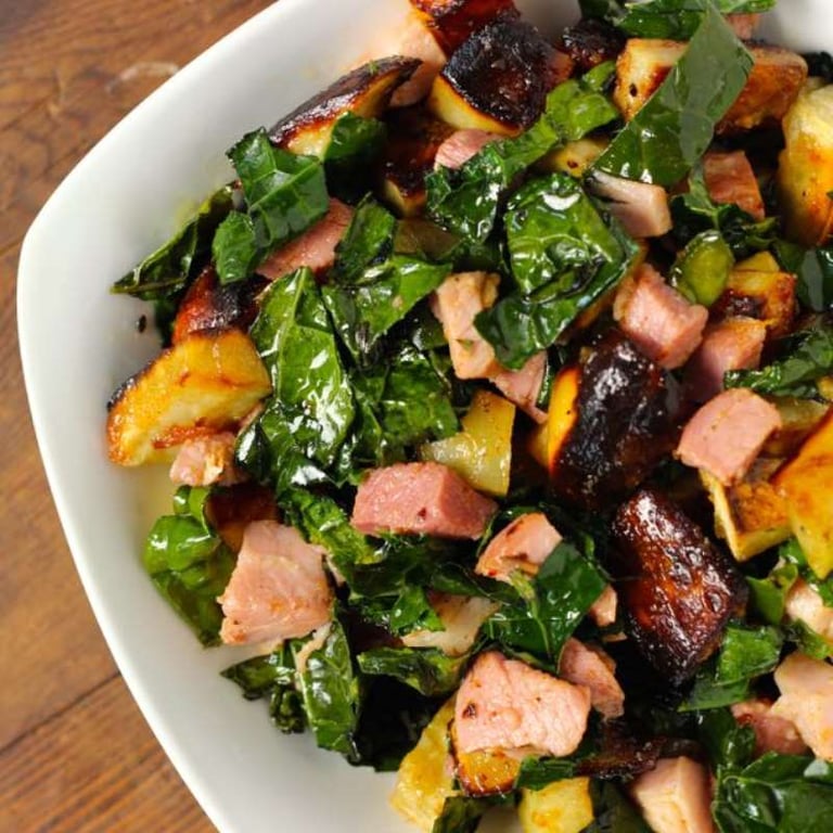 Spinach, Ham and Sweet Potato Hash