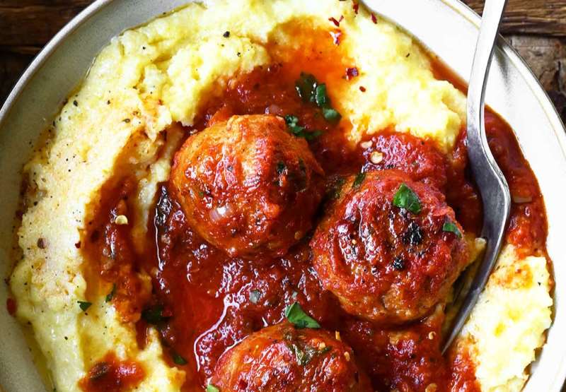 Chicken Meatballs with Polenta