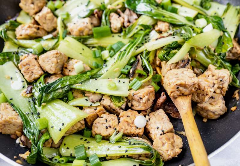 Tempeh Stir-Fry with Mushrooms and Greens