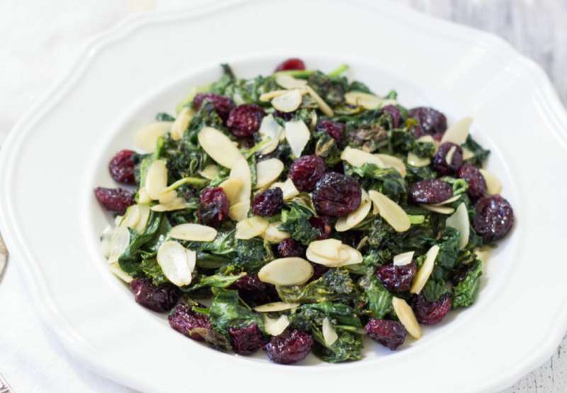 Wilted Spinach Salad with Almonds and Cranberries
