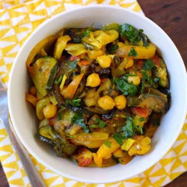 Chickpea and Roasted Summer Veggie Tagine