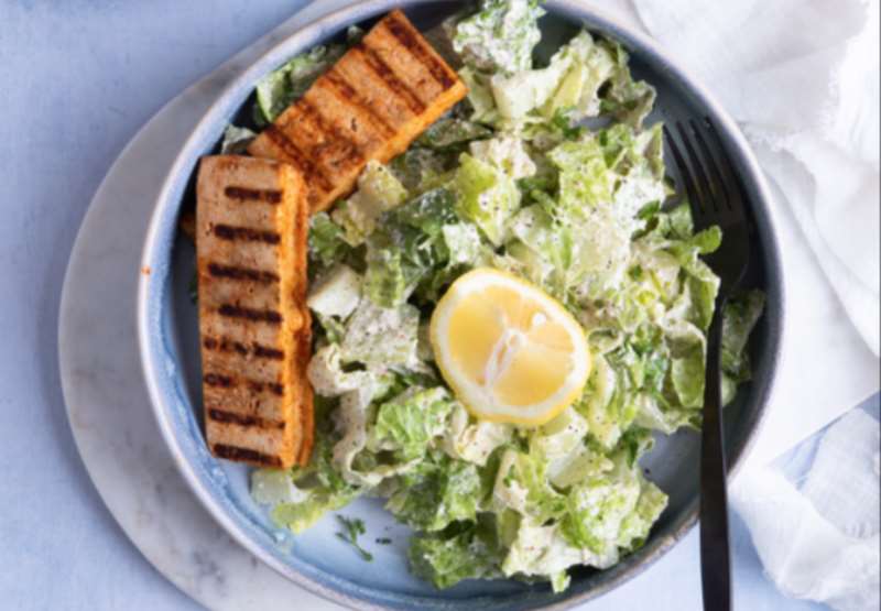 Vegan Caesar Salad with Cajun Grilled Tofu