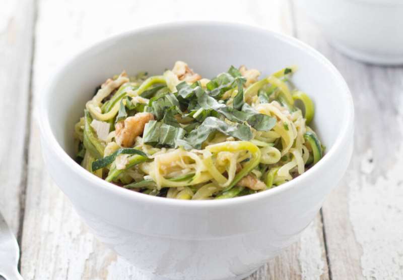 Bacon Basil Zucchini "Pasta"
