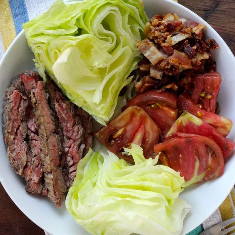 Wedge Salad with Skirt Steak and Heirloom Tomatoes