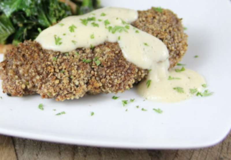 Pecan Crusted Chicken Breast with Cauliflower Gravy